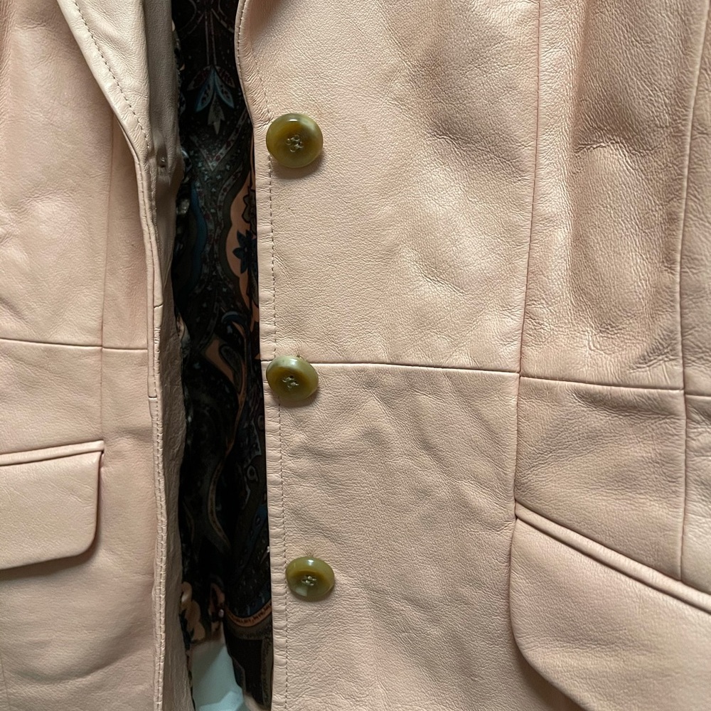 Terry Lewis Classic Luxuries Pink Leather Blazer Coat Jacket with Buttons 🤍💓🤍 - Picture 6 of 10